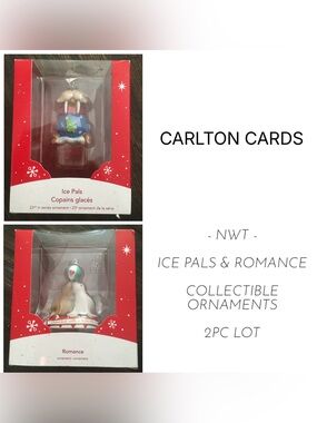 CARLTON CARDS - NWT - 2PC COLLECTABLE CHRISTMAS ORNAMENT LOT